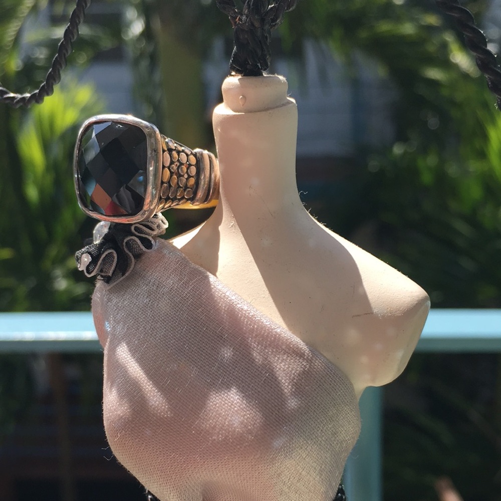 ART DECO BLACK ORCHID STERLING SILVER RING - Picture 5 of 6
